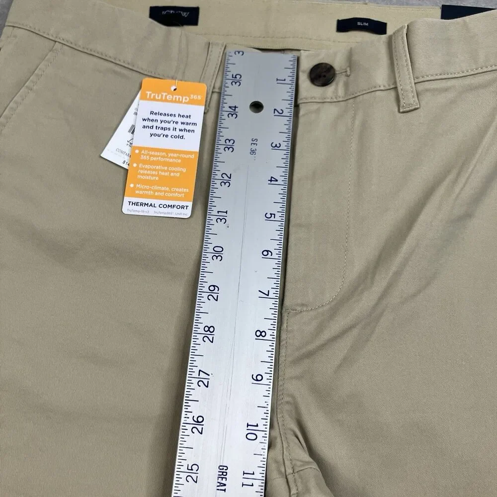 J Crew Chino Pants Mens 31x30 Khaki Stretch Slim TruTemp365 Lightweight CO402